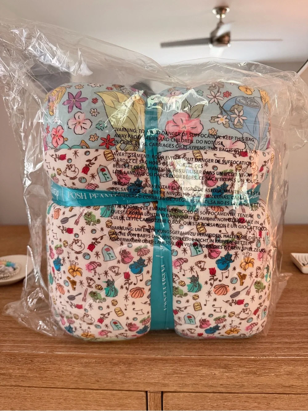 Disney Posh Peanut Original Princess Teal Quilted Patoo Blanket